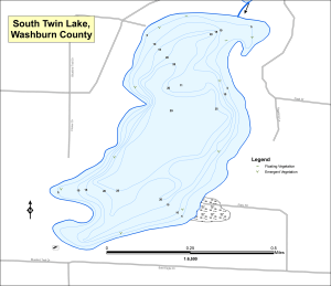 Twin Lake, South (Twin Lakes) Topographical Lake Map