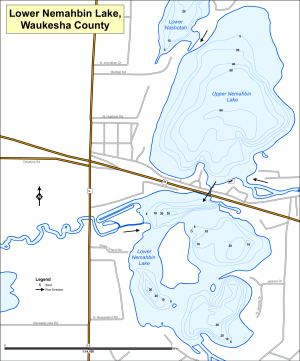 Nemahbin Lake, Upper Topographical Lake Map