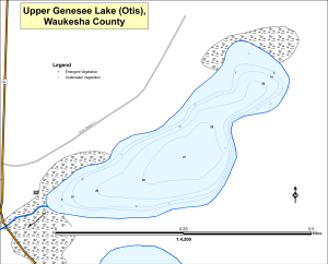 Genesee Lake, Upper (Otis) Topographical Lake Map
