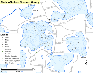 Miner Lake (Chain) Topographical Lake Map