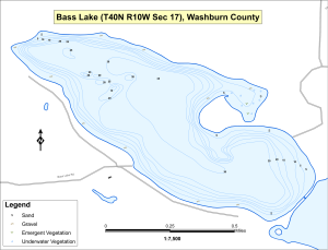 Bass Lake T40NR10WS17 Topographical Lake Map