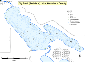Big Devil Lake (Audubon) Topographical Lake Map