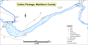 Colton Flowage Topographical Lake Map