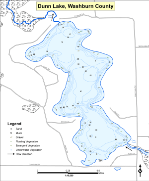 Dunn Lake Topographical Lake Map
