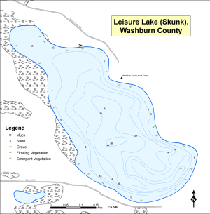 Leisure Lake (Skunk) Topographical Lake Map