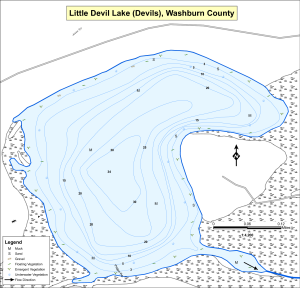 Little Devil Lake (Devils) Topographical Lake Map
