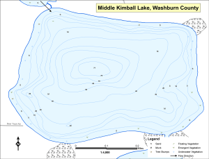 Kimball Lake, Middle Topographical Lake Map