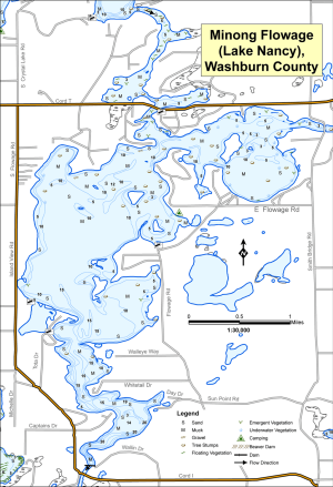 Minong Flowage (L Nancy) Topographical Lake Map