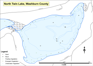 Twin Lake, North (Twin Lakes) Topographical Lake Map