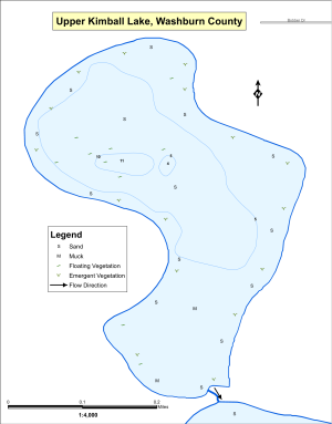 Kimball Lake, Upper Topographical Lake Map
