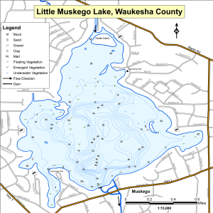 Little Muskego Lake Topographical Lake Map