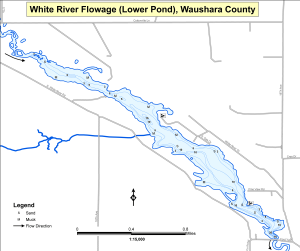 White River Flowage  (Lower Pond) Topographical Lake Map