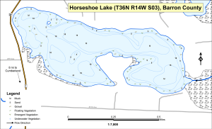 Horseshoe Lake T36NR14WS03 Topographical Lake Map