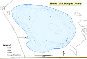 Simms Lake Topographical Lake Map