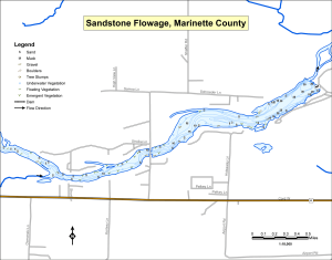 Sandstone Flowage Topographical Lake Map