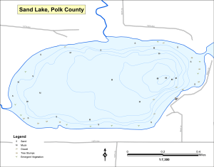 Sand Lake Topographical Lake Map