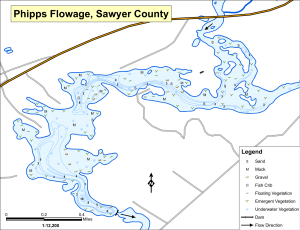 Phipps Flowage Topographical Lake Map