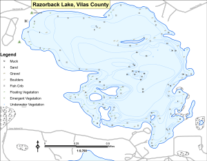 Razorback Lake Topographical Lake Map