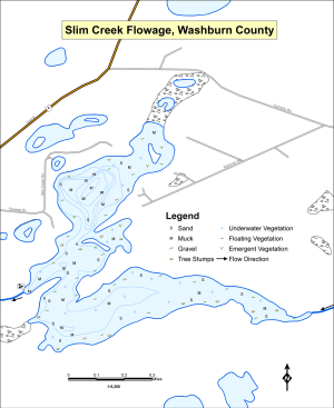 Slim Creek Flowage Topographical Lake Map