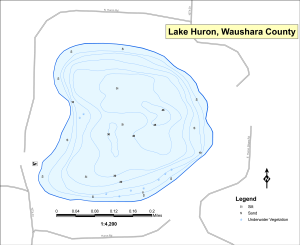 Huron Lake Topographical Lake Map