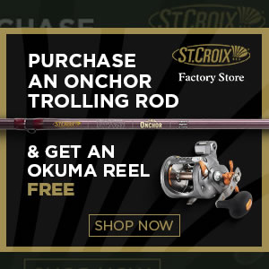 Purchase any one of five PREMIUM Onchor trolling rod models and get an Okuma Coldwater 303D line-counter trolling reel for FREE – a $110 value!
