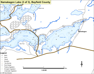 Namakagon Lake (3 of 3) Topographical Lake Map