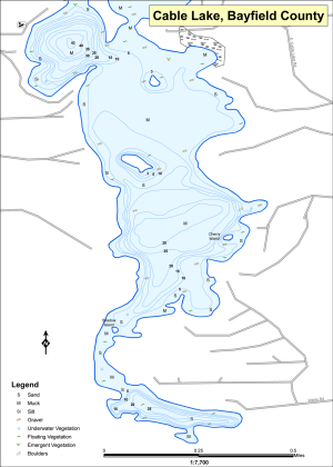 Cable Lake Topographical Lake Map