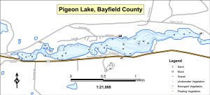 Pigeon Lake Topographical Lake Map