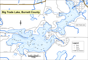 Trade Lake, Big (Little Trade) Topographical Lake Map