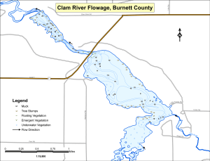 Clam River Flowage Topographical Lake Map
