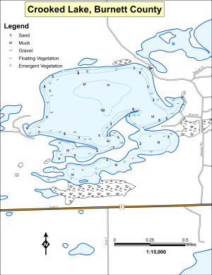 Crooked Lake T40N R15W S07 Topographical Lake Map