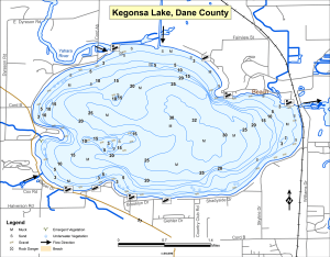 Kegonsa Lake Topographical Lake Map