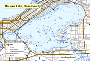 Monona Lake Topographical Lake Map