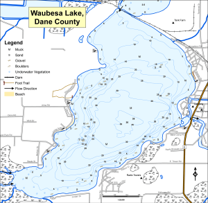 Waubesa Lake Topographical Lake Map