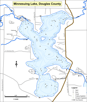 Minnesuing Lake Topographical Lake Map