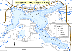 Nebagamon Lake Topographical Lake Map