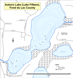 Auburn Lake (Lake Fifteen) Topographical Lake Map