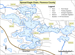East Lake (full chain) Topographical Lake Map