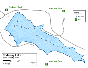 Nodaway Lake Topographical Lake Map