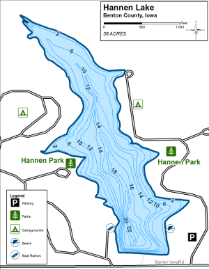 Hannen Lake Topographical Lake Map