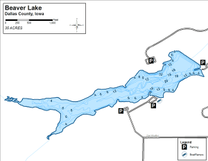 Beaver Lake Topographical Lake Map