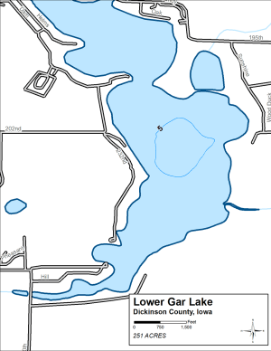 Lower Gar Lake Topographical Lake Map