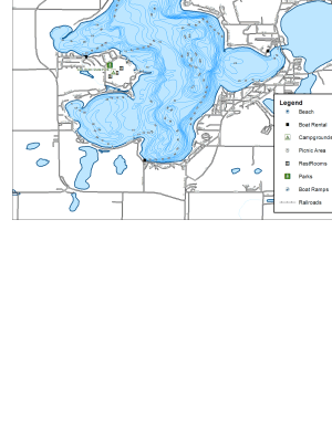 West Okoboji Lake Topographical Lake Map