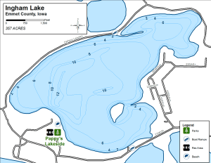 Ingham Lake Topographical Lake Map