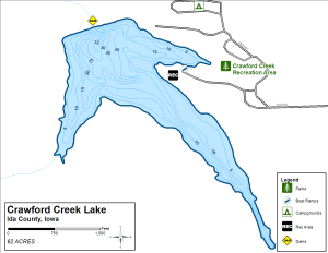 Crawford Creek Lake Topographical Lake Map