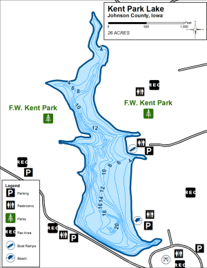Kent Park Lake Topographical Lake Map