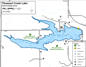 Pleasant Creek Lake Topographical Lake Map