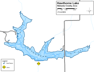 Hawthorne Lake Topographical Lake Map