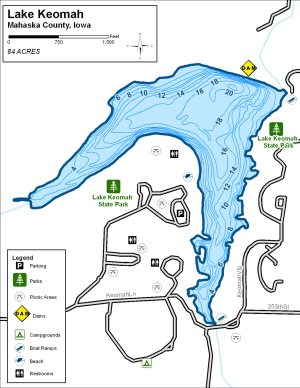 Lake Keomah Topographical Lake Map