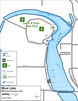 Blue Lake Topographical Lake Map